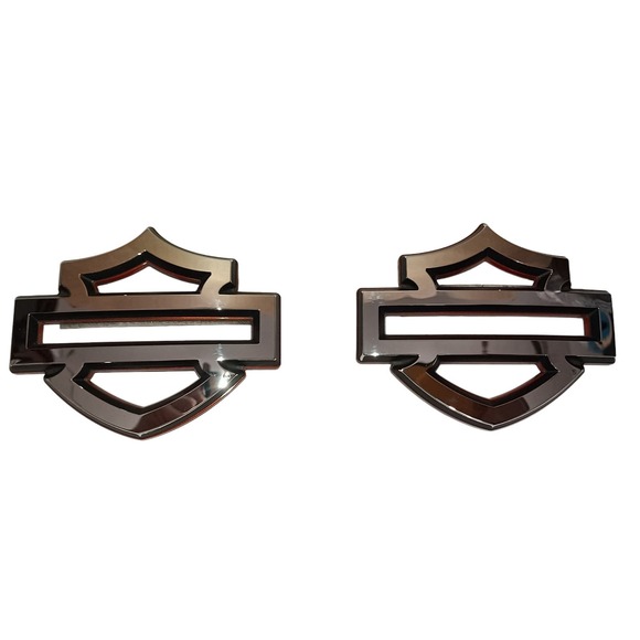 PAIR OEM chrome/blk/red Defiance bar & shield Harley-Davidson cvo touring badges - Picture 6 of 8